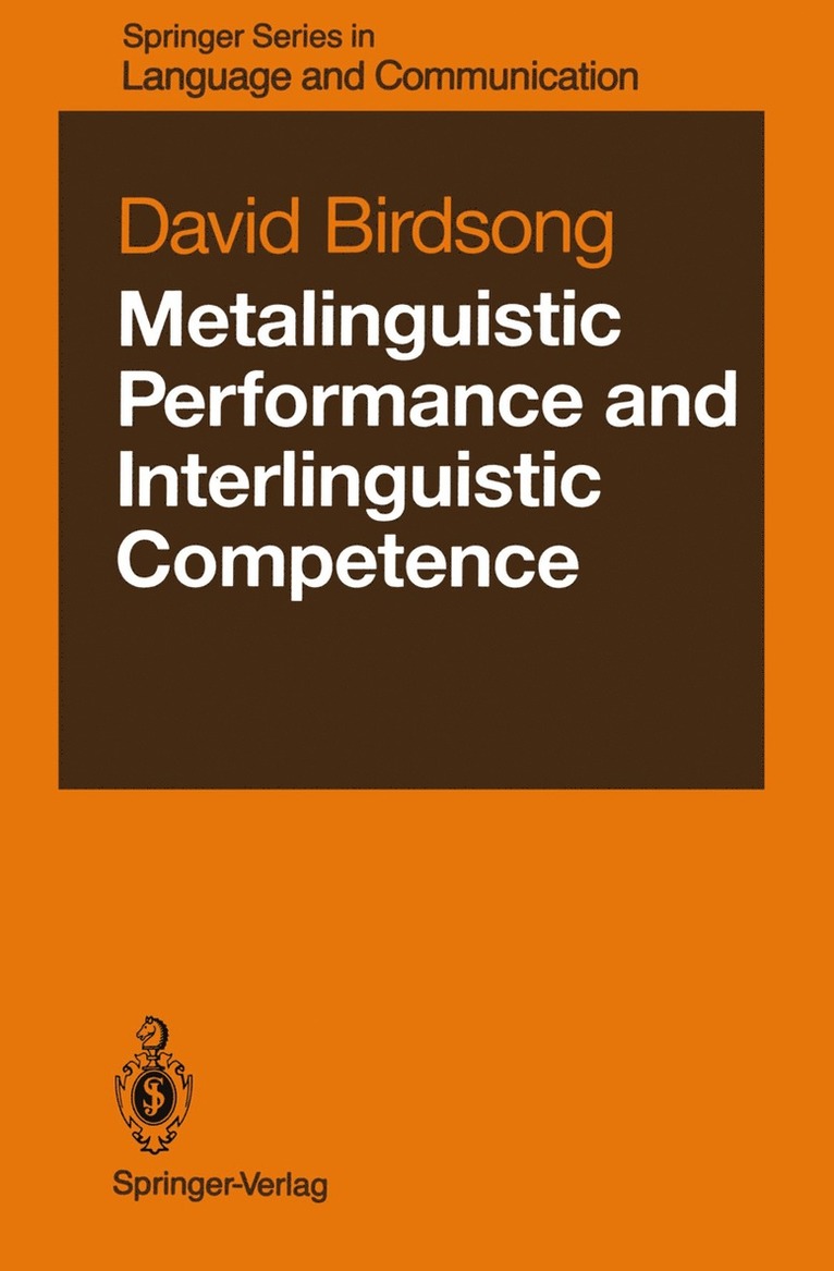 Metalinguistic Performance and Interlinguistic Competence 1