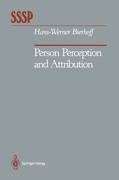 Hans-Werner Bierhoff - Person Perception and Attribution, Häftad