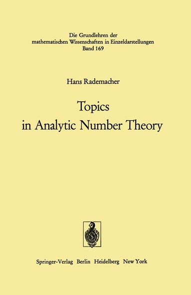 Hans Rademacher - Topics in Analytic Number Theory, Häftad