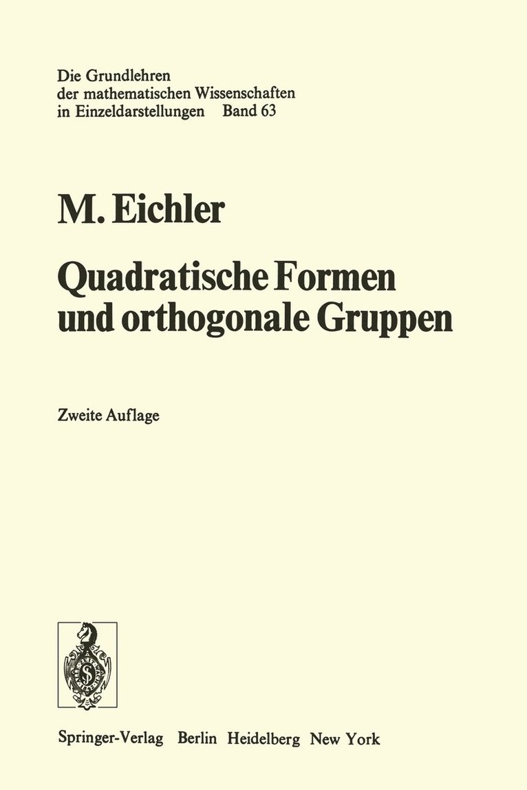 Quadratische Formen und orthogonale Gruppen 1