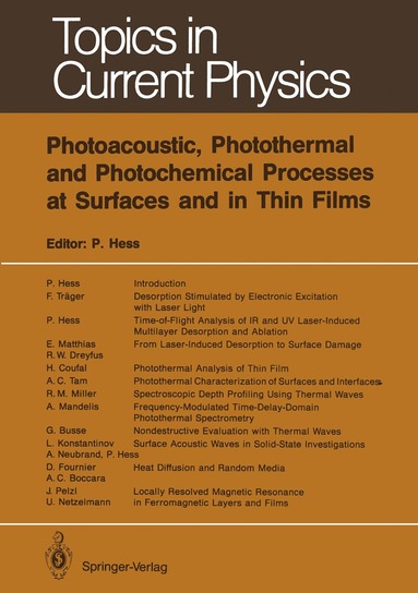 bokomslag Photoacoustic, Photothermal and Photochemical Processes at Surfaces and in Thin Films