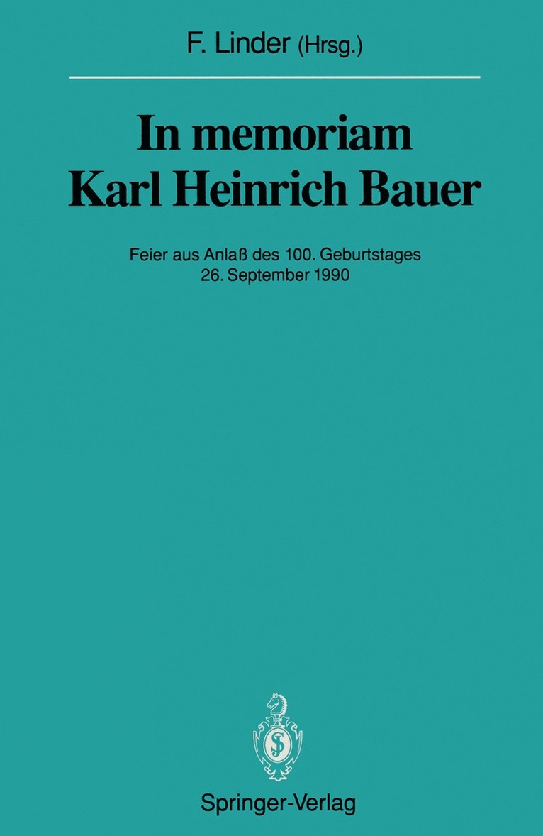 In memoriam Karl Heinrich Bauer