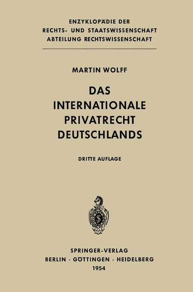Martin Wolff - Das Internationale Privatrecht Deutschlands, Häftad