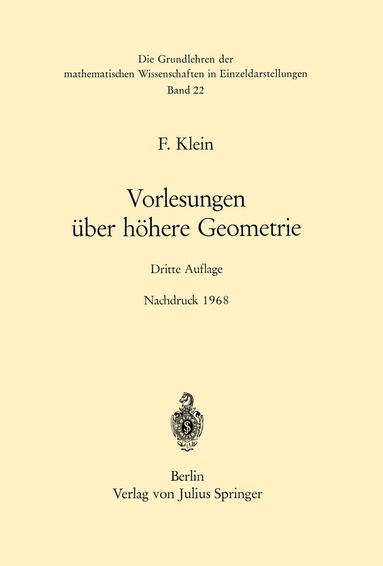 Felix Klein, Wilhelm Blaschke - Vorlesungen über Höhere Geometrie, Häftad