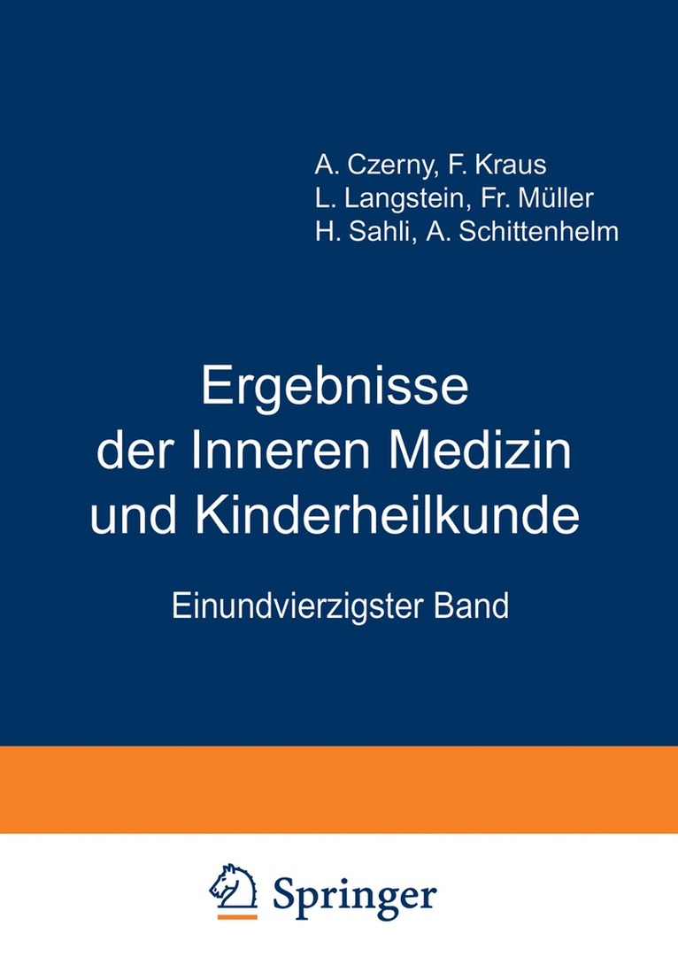 Ergebnisse der inneren Medizin und Kinderheilkunde 1