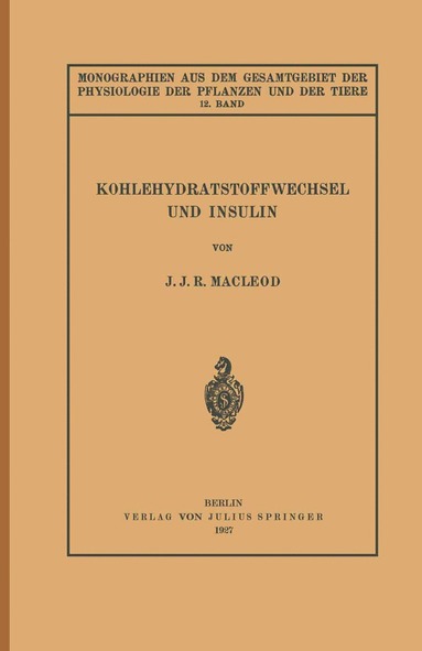 bokomslag Kohlehydratstoffwechsel und Insulin