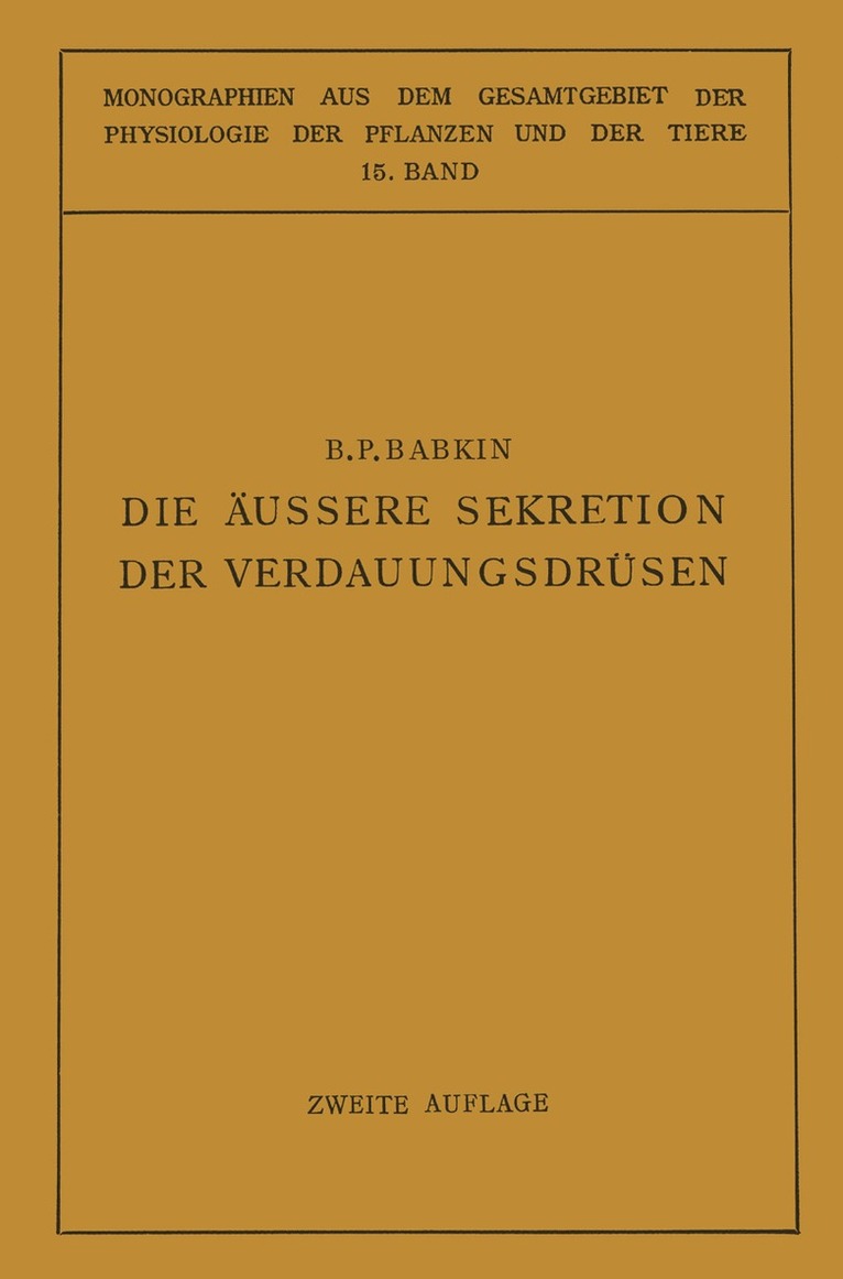 Die ussere Sekretion der Verdauungsdrsen 1