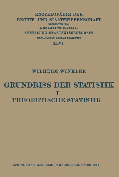 bokomslag Grundriss der Statistik I Theoretische Statistik