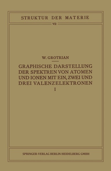 W. Grotrian, M. Born, J. Franck - Graphische Darstellung der Spektren von Atomen und Ionen mit Ein, Zwei und Drei Valenzelektronen, Häftad