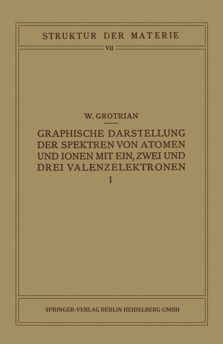 W. Grotrian, M. Born, J. Franck - Graphische Darstellung der Spektren von Atomen und Ionen mit Ein, Zwei und Drei Valenzelektronen, Häftad