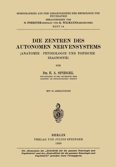 bokomslag Die Zentren des autonomen Nervensystems