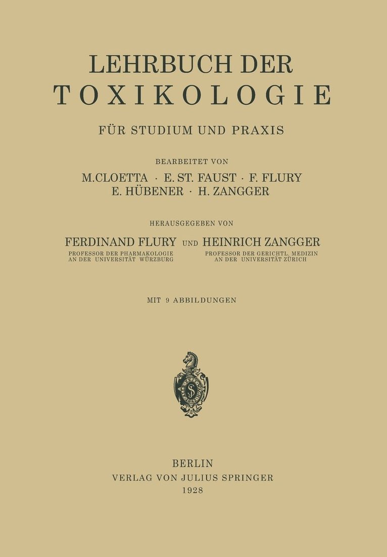 Lehrbuch der Toxikologie fr Studium und Praxis 1