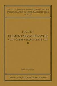 bokomslag Elementarmathematik vom Hheren Standpunkte Aus, II