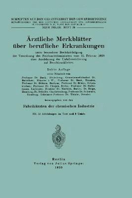 bokomslag Ärztliche Merkblätter über berufliche Erkrankungen