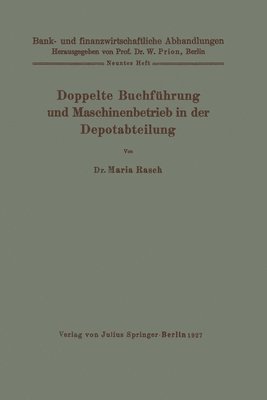 bokomslag Doppelte Buchführung und Maschinenbetrieb in der Depotabteilung