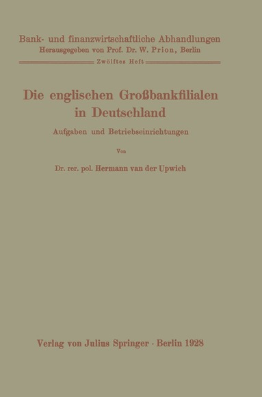 bokomslag Die englischen Großbankfilialen in Deutschland