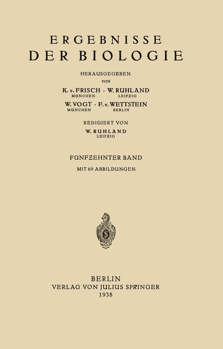 K.v. Frisch, R. Goldschmidt, W. Ruhland, H. Winterstein, K. V. Frisch - Ergebnisse der Biologie, Häftad