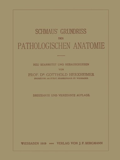 bokomslag Schmaus Grundriss der Pathologischen Anatomie