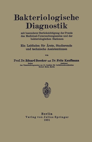 bokomslag Bakteriologische Diagnostik