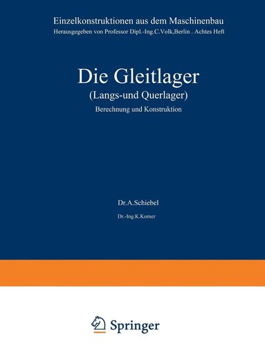 bokomslag Die Gleitlager (Lngs- und Querlager)
