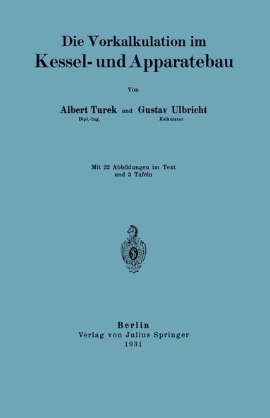 bokomslag Die Vorkalkulation Im Kessel- und Apparatebau