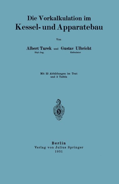 bokomslag Die Vorkalkulation Im Kessel- und Apparatebau