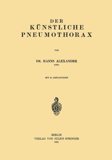 bokomslag Der Knstliche Pneumothorax