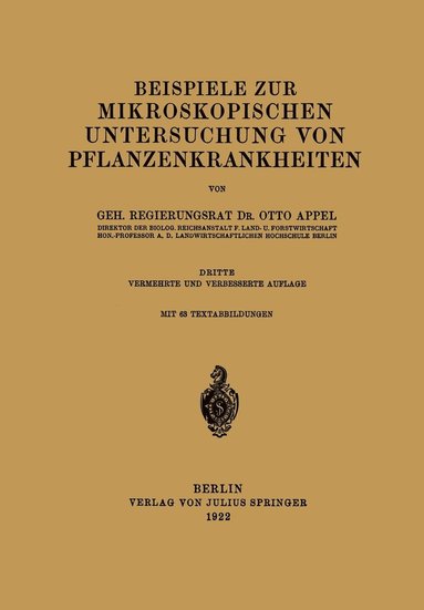 bokomslag Beispiele zur mikroskopischen Untersuchung von Pflanzenkrankheiten