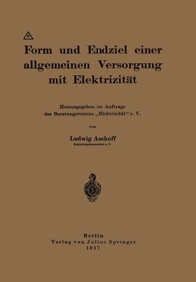 bokomslag Form und Endziel einer allgemeinen Versorgung mit Elektrizitt