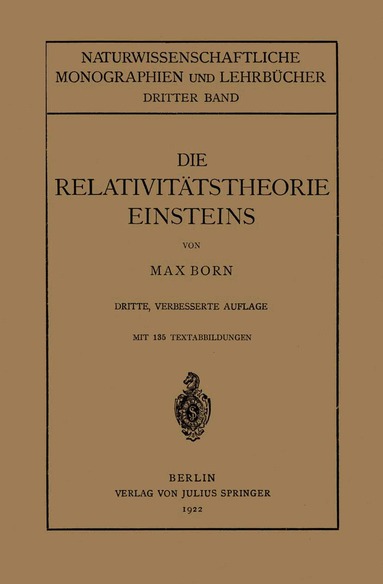 Max Born - Die Relativitätstheorie Einsteins und Ihre Physikalischen Grundlagen, Häftad