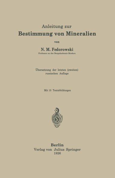 bokomslag Anleitung zur Bestimmung von Mineralien