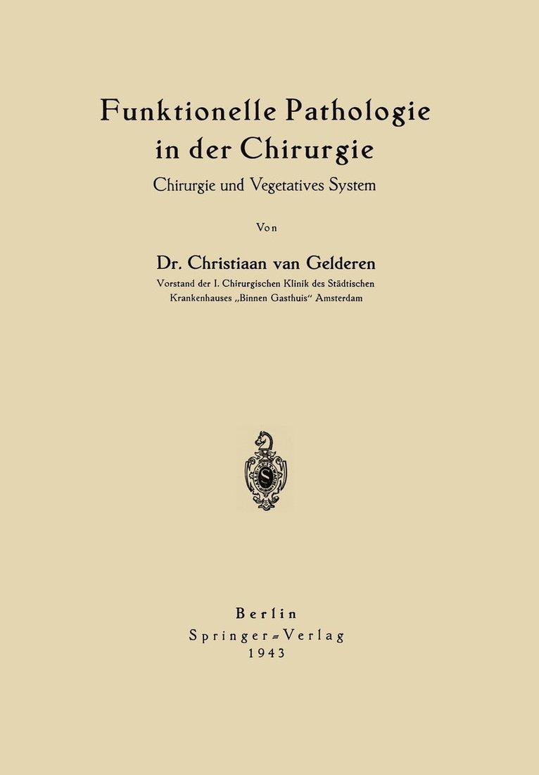 Funktionelle Pathologie in der Chirurgie 1