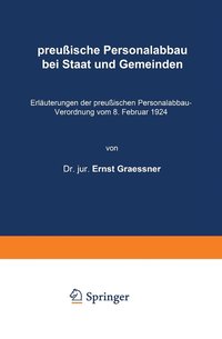 bokomslag preußische Personalabbau bei Staat und Gemeinden
