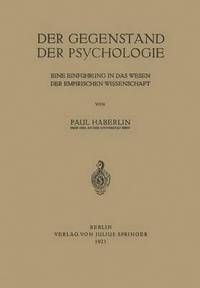 bokomslag Der Gegenstand der Psychologie