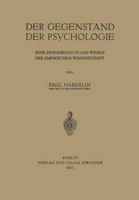 bokomslag Der Gegenstand der Psychologie