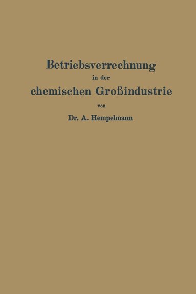 bokomslag Betriebsverrechnung in der chemischen Groindustrie