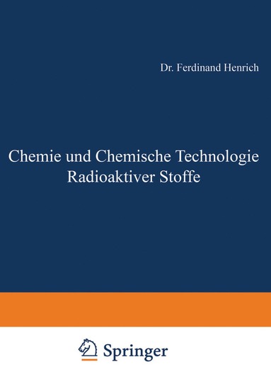 bokomslag Chemie und Chemische Technologie Radioaktiver Stoffe