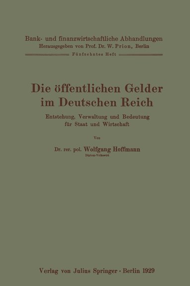 bokomslag Die ffentlichen Gelder im Deutschen Reich