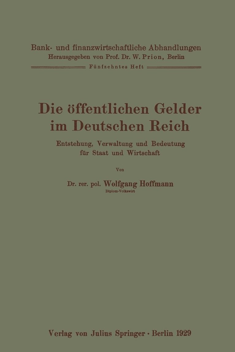 Die öffentlichen Gelder im Deutschen Reich