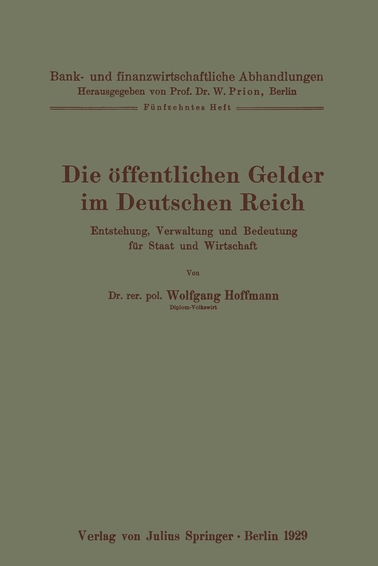 Die ffentlichen Gelder im Deutschen Reich 1