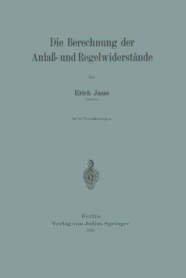 bokomslag Die Berechnung der Anla- und Regelwiderstnde