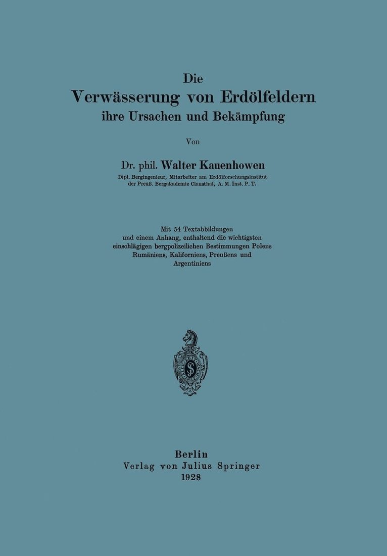 Die Verwsserung von Erdlfeldern, ihre Ursachen und Bekmpfung 1