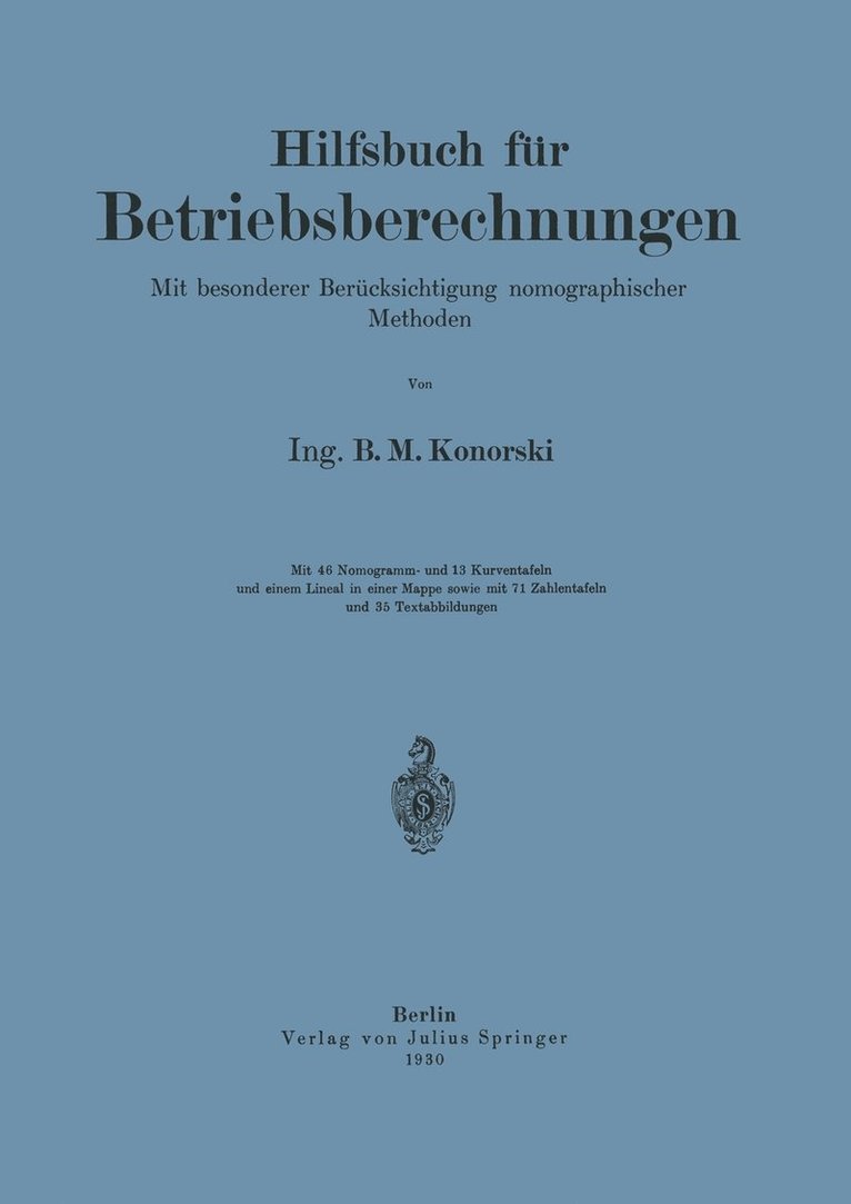 NA Konorski, Na Konorski - Hilfsbuch für Betriebsberechnungen, Häftad