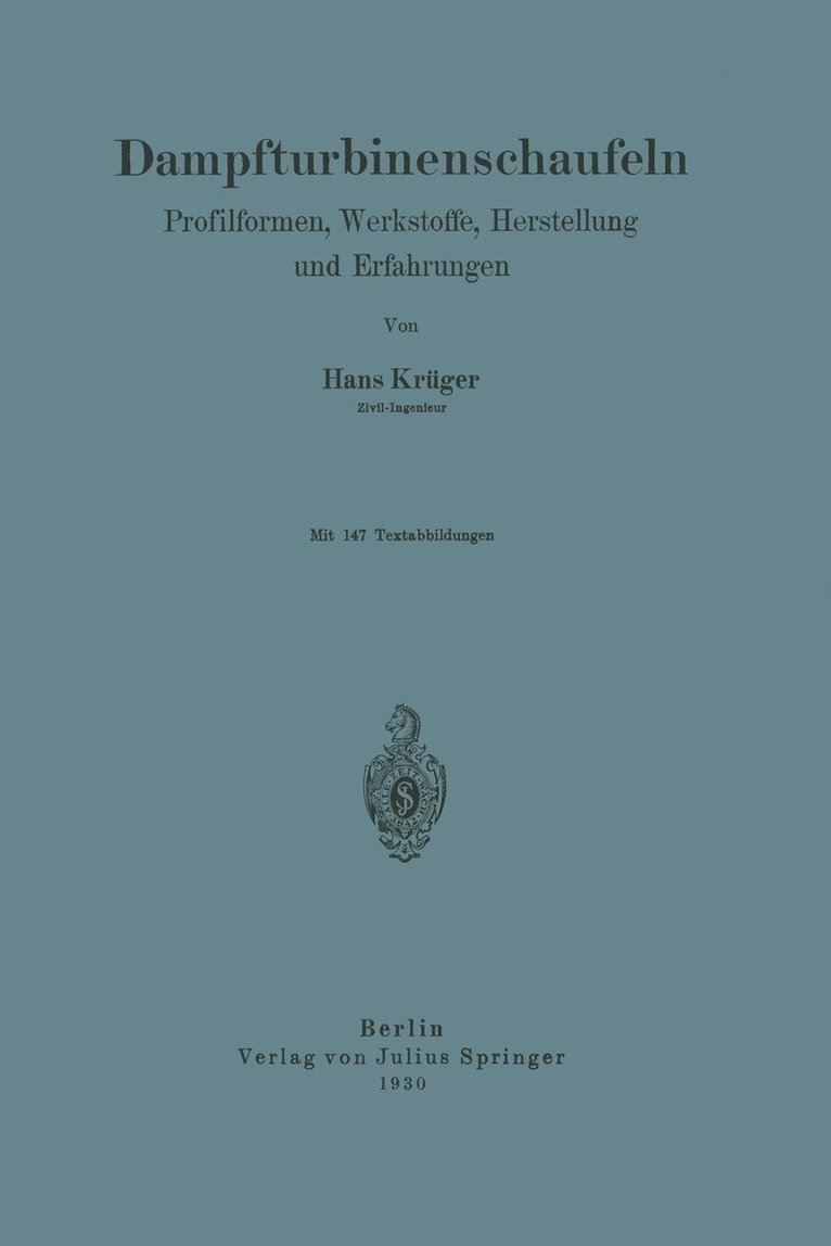 Hans Krüger - Dampfturbinenschaufeln, Häftad
