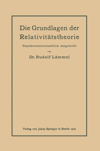 bokomslag Die Grundlagen der Relativitätstheorie