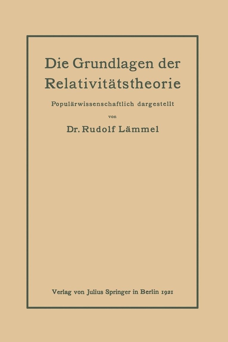 Die Grundlagen der Relativittstheorie 1