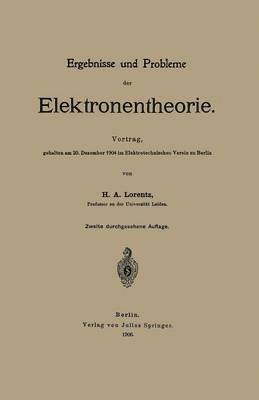bokomslag Ergebnisse und Probleme der Elektronentheorie