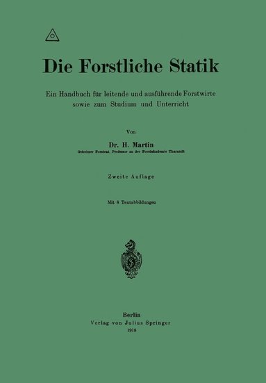 bokomslag Die Forstliche Statik