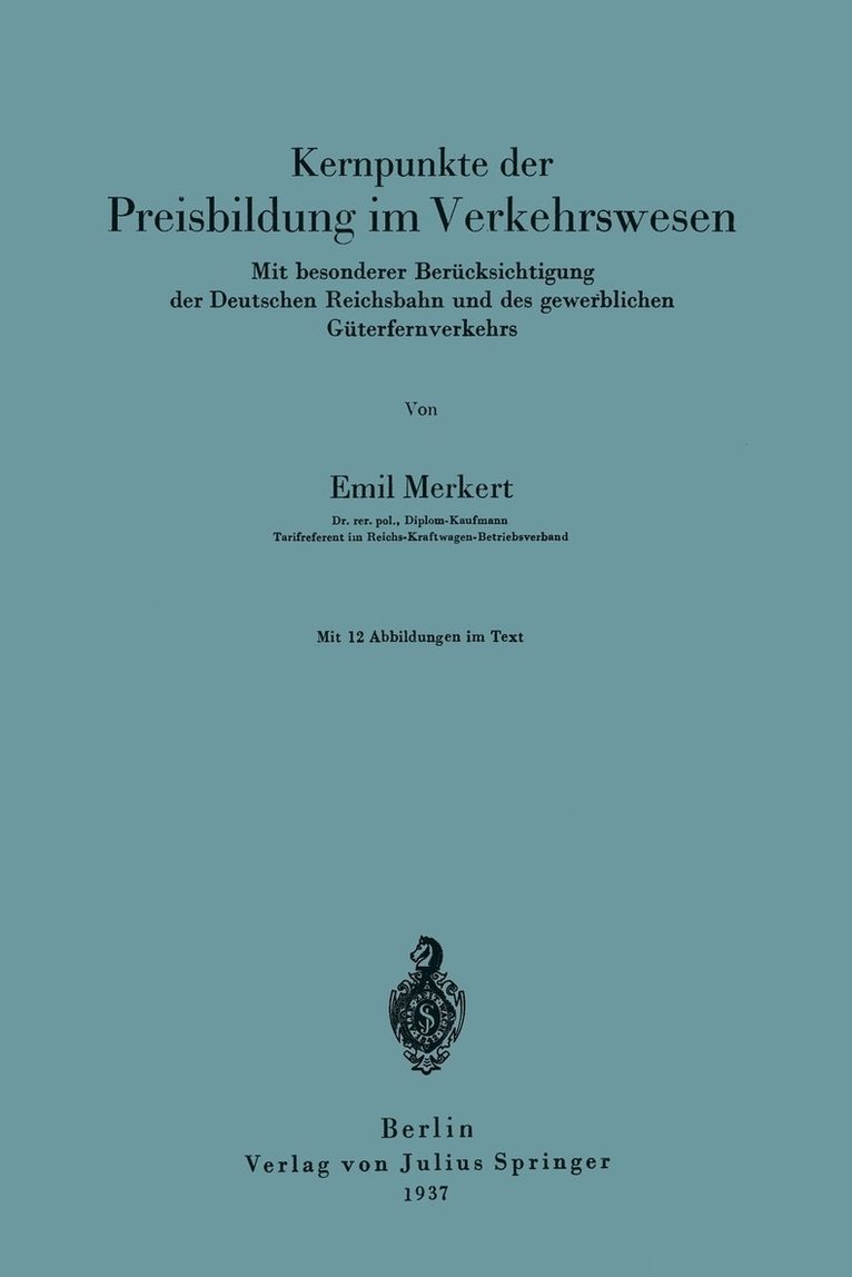 Kernpunkte der Preisbildung im Verkehrswesen 1