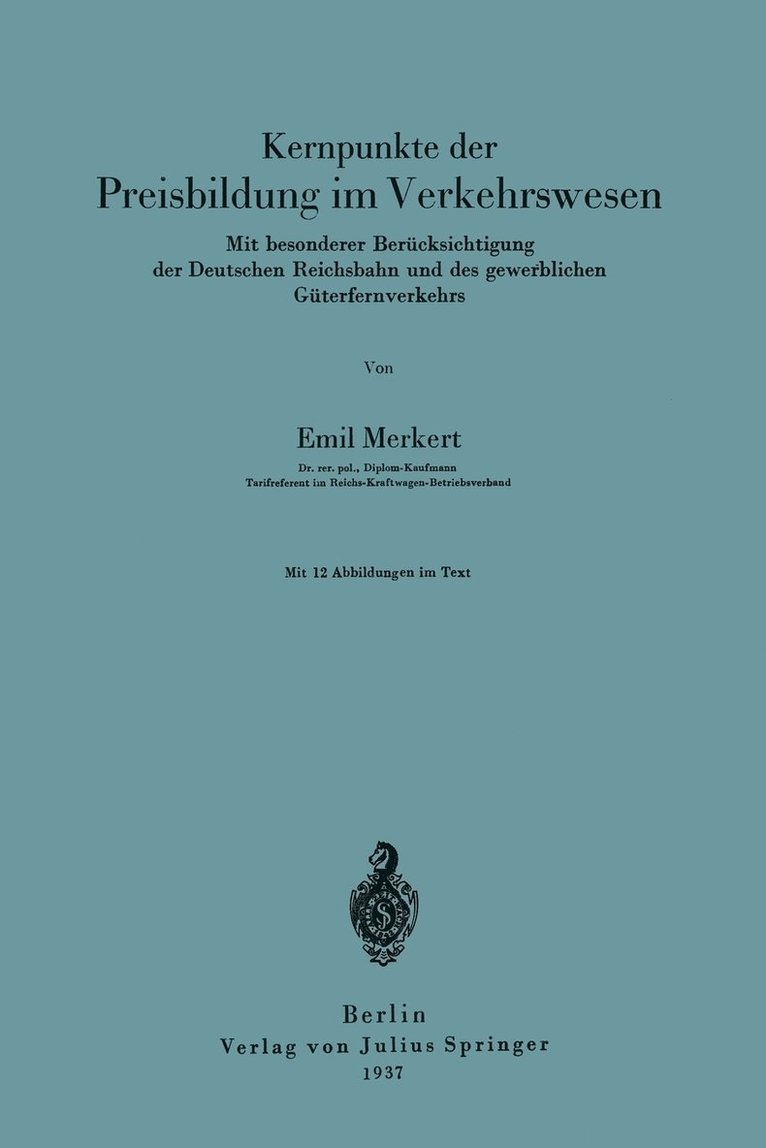 Kernpunkte der Preisbildung im Verkehrswesen